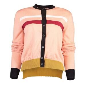 Marni Blush Azalea Colorblock Intarsia Knit Cardigan Sweater Size 2